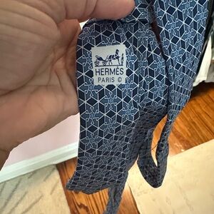 Hermes Blue Geometric Tie-Authentic Hermes silk, one of a kind!